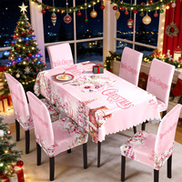 Nouvelle arrivée, nappe et housses de chaise imperméables à fleurs rose romantique, motif bonhomme de neige, pour la décoration de Noël, directement de l'usine