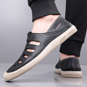 Sandalias de Cuero Cerradas para Hombre, Verano, Transpirables, Casuales, con Suela de Goma - Product Image 3
