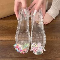 Sandales d'été pour femmes, style coréen, en PVC, décontractées, à bout carré, à bout ouvert, à motifs mignons, perforées