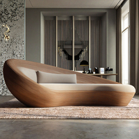 Ensemble de canapés de bureau modernes de luxe, grande chaise longue en bois avec tissu en velours convertible pour hôtels appartements villas