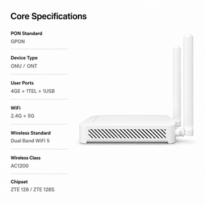 โมเด็มใยแก้วนำแสง GPON ONU F670L รุ่นปรับปรุงใหม่ 12 พอร์ต รองรับ WiFi แบบดูอัลแบนด์ สำหรับเครือข่ายใยแก้วนำแสง FTTH - Product Image 2