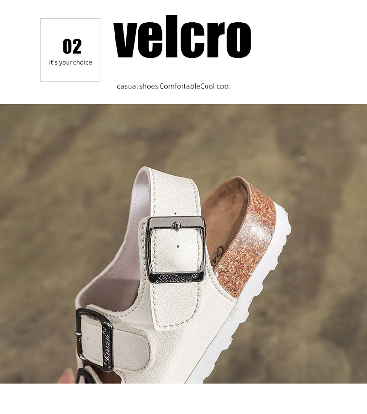 Fashion Summer Cork Slippers Children Leather Slides Shoes Boys Baby Girl Sandals For Kids