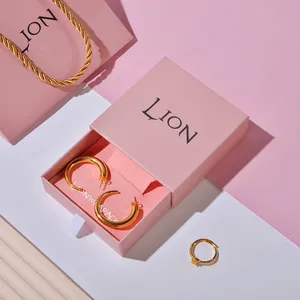 Lionwrapack Custom Logo Lade Glijdende Dozen Luxe Cadeau Sieraden Doosjes Met Eco-Vriendelijke Ring, Ketting En Armband Box Set
