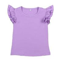 PAS de quantité minimale de commande boutique haut à la mode couleur unie été volants RTS bambin hauts bébé filles t-shirts