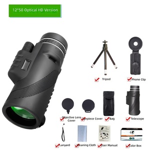 Telescopio 12x50 ad Alta Definizione per Escursionismo - Monocolo Nero ad Alta Potenza per Smartphone - Product Image 1