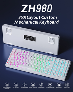Clavier mécanique Zornher ZH980 White Spider Web avec interrupteurs <span class=keywords><strong>Gateron</strong></span>, rétroéclairage RGB, connectivité tri-mode USB-C pour le gaming e-sport - Product Image 2