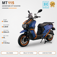 Scooter à essence Euro 5 125cc EFI, scooter à moteur à essence haute vitesse 80 km/h, moto de banlieue avec démarrage sans clé et freins à disque