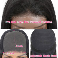 CLJ Perruques Lace Front Wig sans colle haute qualité en vison 8A 5X5 Hd, Deep Wave, avec frange