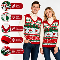Gilet de Noël en tricot à col en V pour hommes et femmes, idéal pour les fêtes, vente en gros, en stock, faible MOQ