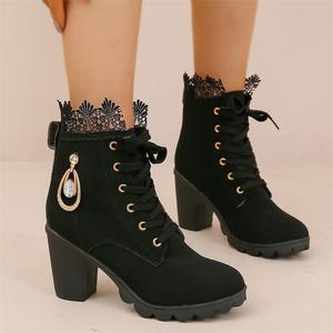 Bottes pour femmes en gros directement de l'usine, bottes en strass pour l'automne et l'hiver, bottes à talons hauts pour femmes, bottes tendance - Product Image 1