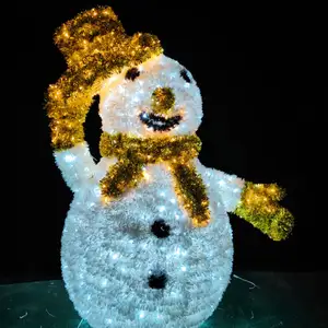 Led esterno a grandezza naturale gigante piccola danza cantando decorazione in metallo motivo illuminato modello di natale 3d pupazzo di neve motivo chiaro