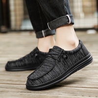 Sepatu Loafer Pria DA Greatshoes Baru, Sepatu Kasual Hitam Model Loafer Rendah, Sepatu Kasual Ringan Bahan Kanvas