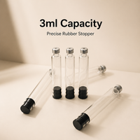 Cartouche en verre stérile simple de 3 ml, flacon en verre borosilicate jetable avec bouchon en caoutchouc, haute dureté