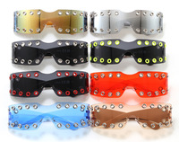 Lunettes de soleil de luxe surdimensionnées sans monture, logo personnalisé, style Y2K futuriste, pour fête et cosplay, avec rivets métalliques, cyberpunk gothique, monobloc