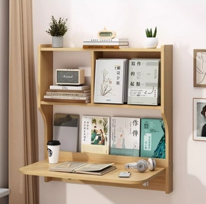 <span class=keywords><strong>Bureau</strong></span> pliant <span class=keywords><strong>mural</strong></span> en bois massif avec fonction d'étude intégrée, tête de lit, étagère, chambre à coucher, table console suspendue pour la maison - Product Image 6