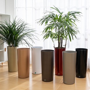 Maceta de plástico redonda grande de estilo moderno nórdico, maceta de bambú esmaltado con sistema de riego automático perezoso Simple, maceta lacada - Product Image 1