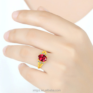 Anillos Cruzados Chapados en Oro con Diamantes Calados para Mujer, Anillo de Compromiso con Circonita Roja - Product Image 4