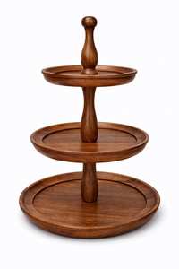 <b>Plain</b> Polished Wooden Cake Stand For Dessert Table Decoration Wedding Party And Bakery Display Setup - Product Image 5