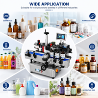 Machine d'étiquetage automatique de bureau pour flacons ronds, bocaux alimentaires et cosmétiques, bouteilles, avec précision de ±1 mm, 10-45 pièces/min