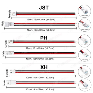 Кабель-разъем Sm Xh Ph Jst 2.54мм 2.5мм 2мм 1.25мм, штекер-гнездо, 2-контактный (Xh2.54 Ph2.0 Sm2.54 2.54 1.25 мм, 2pin, 2p) - Product Image 3