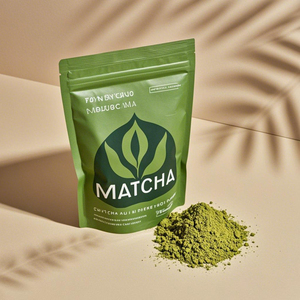 Kunden spezifisch bedruckte OEM ODM Aluminium folie Lebensmittel qualität mattes Finish 50g 100g Matcha Pulver Stand beutel mit Reiß verschluss Mylar Tasche - Product Image 3