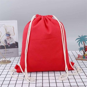 Mochila de algodón de lona de alta calidad con bolsa con cordón, nueva moda, logotipo impreso personalizado, Asa de cuerda promocional - Product Image 5
