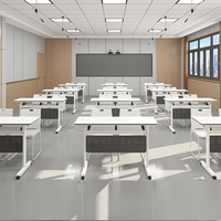 Table de conférence en bois blanc de haute qualité pour salles de réunion Design moderne pliable et mobile avec roues mobilier de bureau
