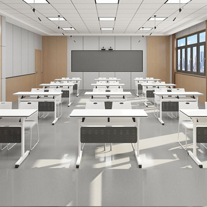 Mesa <span class=keywords><strong>de</strong></span> conferencias <span class=keywords><strong>de</strong></span> madera blanca <span class=keywords><strong>de</strong></span> alta calidad para salas <span class=keywords><strong>de</strong></span> reuniones Diseño moderno Plegable y móvil con ruedas <span class=keywords><strong>Muebles</strong></span> <span class=keywords><strong>de</strong></span> oficina - Product Image 5
