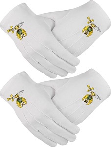 Gants en coton avec symbole maçonnique Shriner Uzair Umair, blancs, grande taille, brodés, 2 paires à vendre, gants pour hommes de nouvelle qualité - Product Image 2