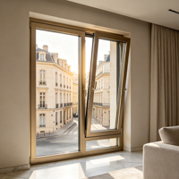 Fenêtres en aluminium sur mesure insonorisées, anti-corrosion, à battants inclinables, avec stores intégrés monobloc pour hôtels et centres commerciaux