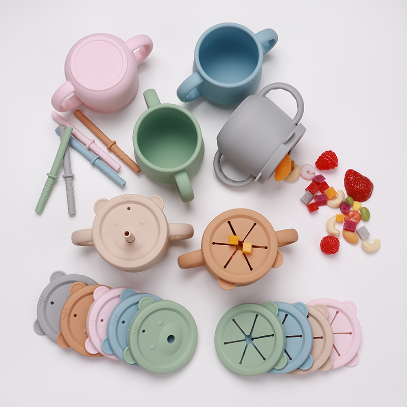 Супер Сентябрь, Детская силиконовая тренировочная кружка для детей, кружка из соломы для детского питья с крышками, ODM OEM, закуска, силиконовая чашка для малышей