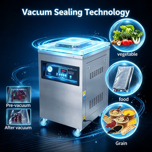 เครื่องซีลสูญญากาศแบบห้องเดียว ฝาใส <span class=keywords><strong>ซีล</strong></span>สองชั้น สำหรับอาหารแห้ง อาหารเปียก ผง ของเหลว อาหารทะเล ธัญพืช อาหารหมักดอง - Product Image 1