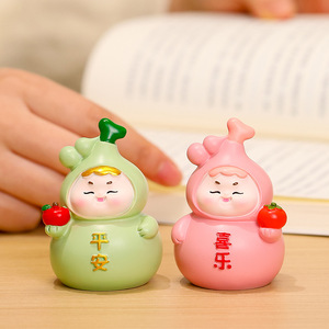 Adorno de Calabaza Pequeña de la Suerte para Bebé, 4 Piezas, Resina, Decoración de Escritorio Feng Shui, Regalo de Año Nuevo Chino - Product Image 2