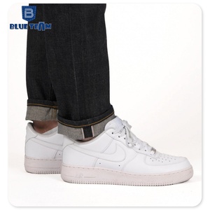 Équipe bleue | Fabricant de jeans en denim personnalisés Pantalon en denim à lisière brute rouge à jambe droite Skinny <span class=keywords><strong>Slim</strong></span> Fit Jeans en denim lisière pour hommes - Product Image 5