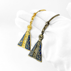 Nuevo llavero de aleación de Zinc Virgen María con esmalte azul colgante religioso católico llavero regalo de joyería cristiana para creyentes - Product Image 4