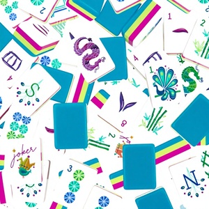 Tuiles de Mahjong américaines en acrylique bleu à 4 couches, 160 pièces, jeu de cartes et de soci<span class=keywords><strong>été</strong></span> pour 4 joueurs, coffret cadeau, finition polie à la main - Product Image 1