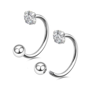 Stainless Steel <b>Nose</b> Ring With Zircon Stone Ball <b>Stud</b> For Piercing Jewelry Gold <b>Silver</b> Color M054 - Product Image 4
