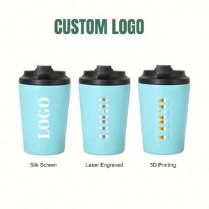 Tasses à café isothermes réutilisables personnalisées de 12 oz, à double paroi et isolées sous vide, avec couvercles anti-fuite à clapet, vente en gros - Product Image 2