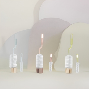 Juego de cepillos de limpieza diaria para madre y bebé, incluye cepillos de esponja de material PP para tetinas, vasos y biberones - Product Image 3