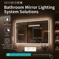 Interrupteur de commande pour miroir de salle de bain 12V/24V DC, dégivrage automatique 60S, arrêt automatique, IP44, double touche tactile, gradation CCT, capteur 60-120W