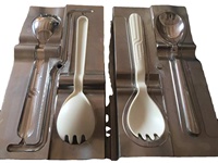 Moldes de Inyección de Plástico P20 Personalizados para Cuchara/Tenedor/Cuchillo Desechables, Productos para el Hogar - Molde de Expulsión Automática, Venta Caliente de Fábrica