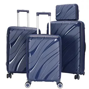 Custom 4 Wheels Suit Case Luggage 4 Pcs 20 24 28 Traveling Bag PP Trolley Set Luggage