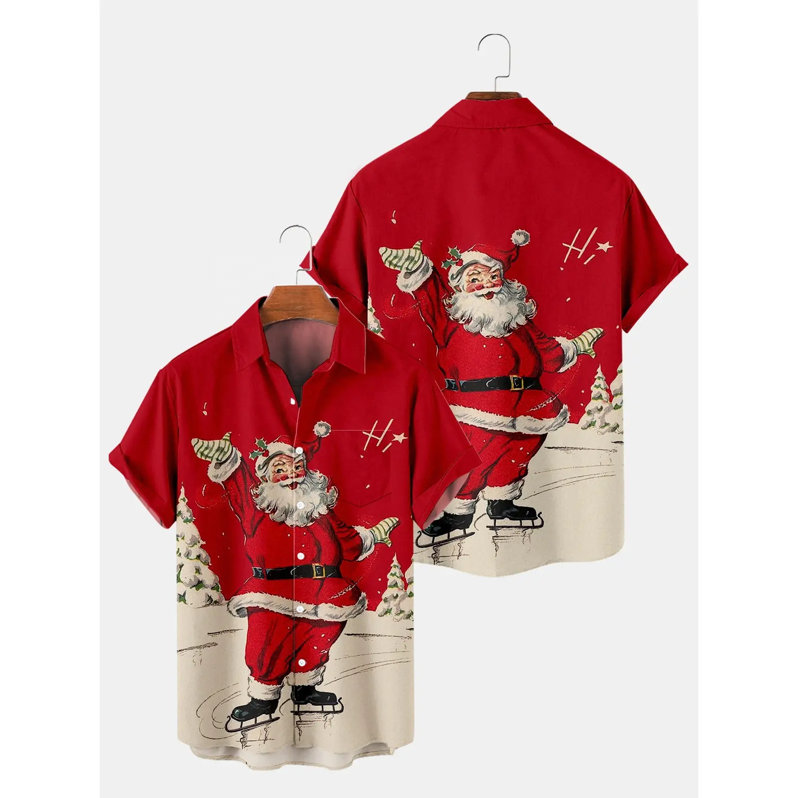 3D Digital Print Men's Hawaiian Shirt Holiday Beach Outdoor Summer T-shirt Christmas Gift For Family Casual Comfy Soft Blouse