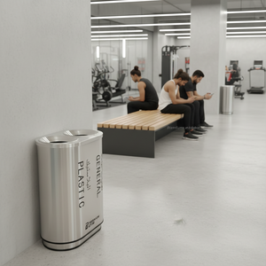 Poubelle de recyclage à ouverture supérieure en acier inoxydable à 2-4 compartiments pour aéroports/centres commerciaux, bac à <span class=keywords><strong>d</strong></span>échets intérieur, usage commercial et public - Product Image 6