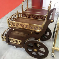 Chariot à liqueurs d'hôtel, style classique, chariot de bar mobile à 4 roues, chariot de service à vin en bois antique pour hôtel, restaurant, bar et salle à manger