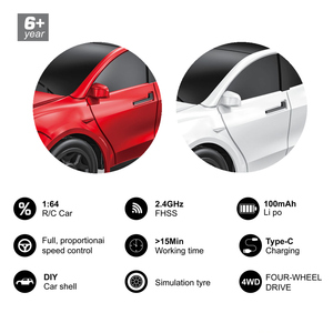 Voiture RC de poche 1:64, 2.4G 4WD, mini voiture de course drift, <span class=keywords><strong>jouet</strong></span> télécommandé proportionnel haute vitesse pour enfants et adultes - Product Image 3