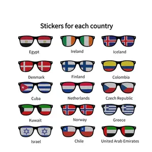 Kacamata hitam UV400 Pria Wanita, stiker kustom bendera negara