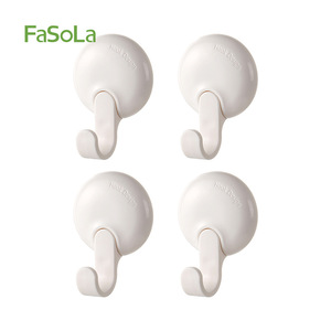 FaSoLa <b>Adhesive</b> <b>Hooks</b> 4-Pack White Wall Mounted Towel <b>Hook</b> Bathroom Toilet <b>Hook</b> - Product Image 1