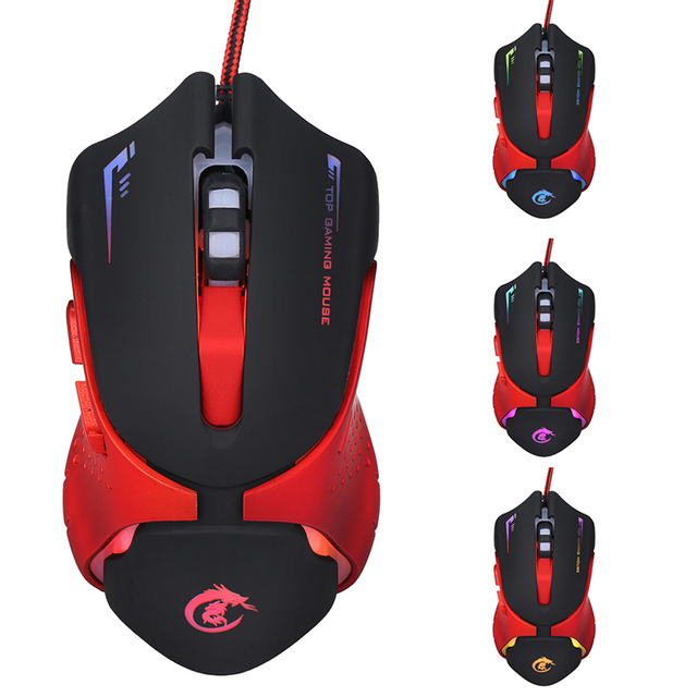 3200DPI Professional Ergonomic Wired Gaming Mouse 6-Button LED Optical with Finger-Style Backlit Game Mouse PC Laptop Computer