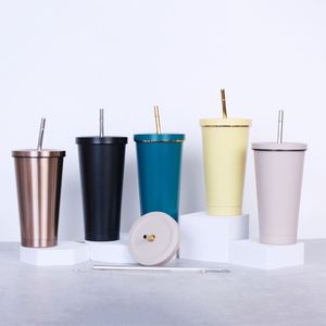 Wholesales Luxury 500ml 750ml Travel Tumbler Eco-Friendly Stainless Steel <b>Thermos</b> Vacuum Water Cup With Straw Hot Cold Drinks - Product Image 1